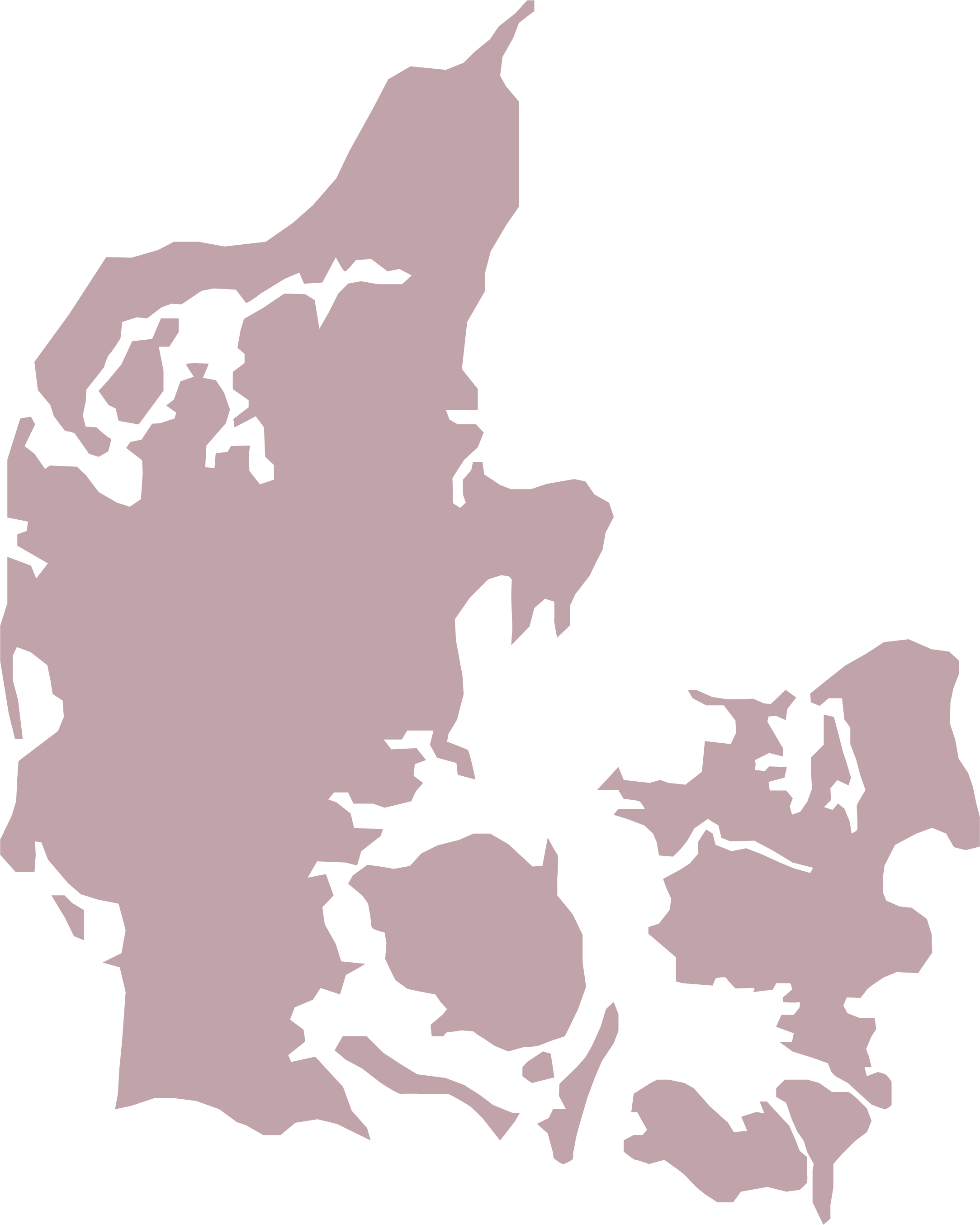 Danmarkskort med dækning af Tryghedspersonale.dk's services i alle regioner